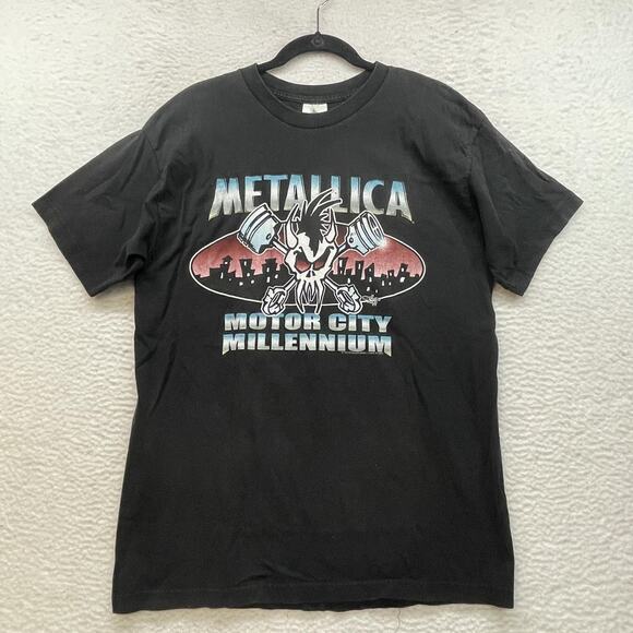 Vintage Metallica Shirt Mens Large Black Motor City Millennium Concert 1999 90s